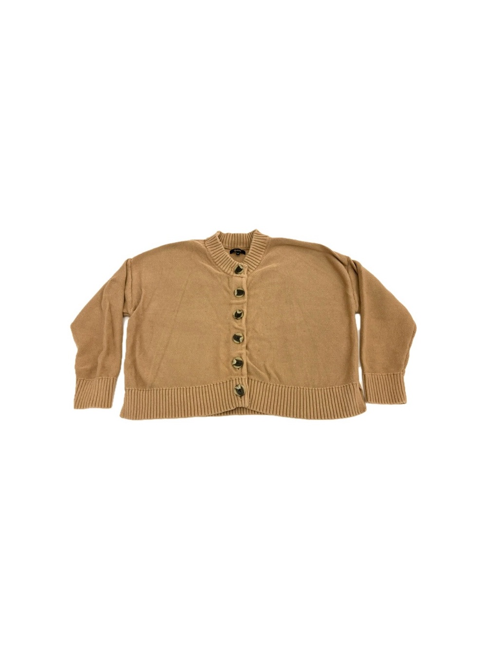 Quince 100% Organic Cotton Cropped Cardigan in Camel Tan Beige – Medium